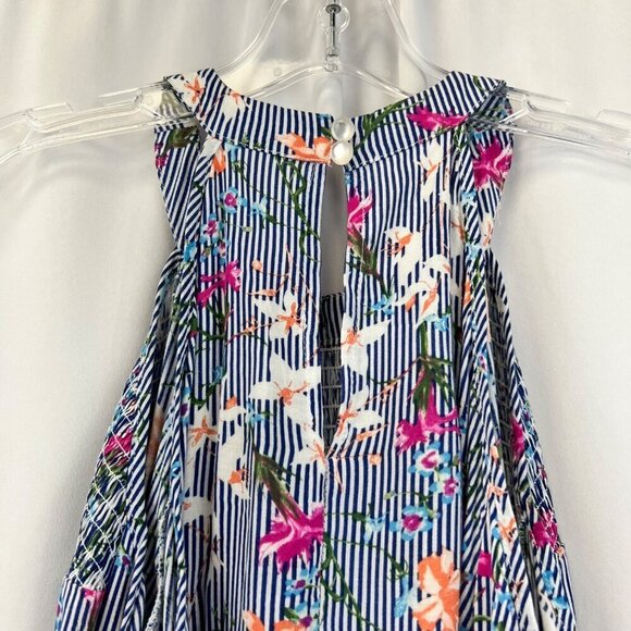 Maurices Cold Shoulder Long Sleeve Smocked Blouse Blue/Multi Women’s Size Small - Picture 6 of 9